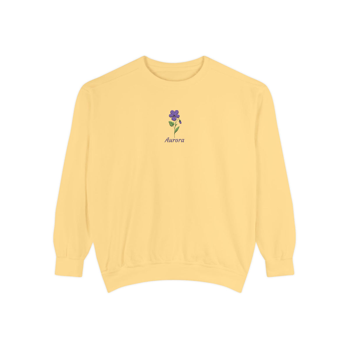 February Birth Flower Sweatshirt – Violet Embroidery