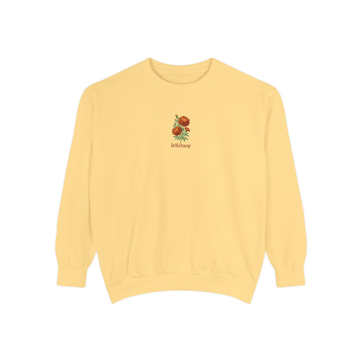 October Birth Flower Sweatshirt – Marigold Embroidery