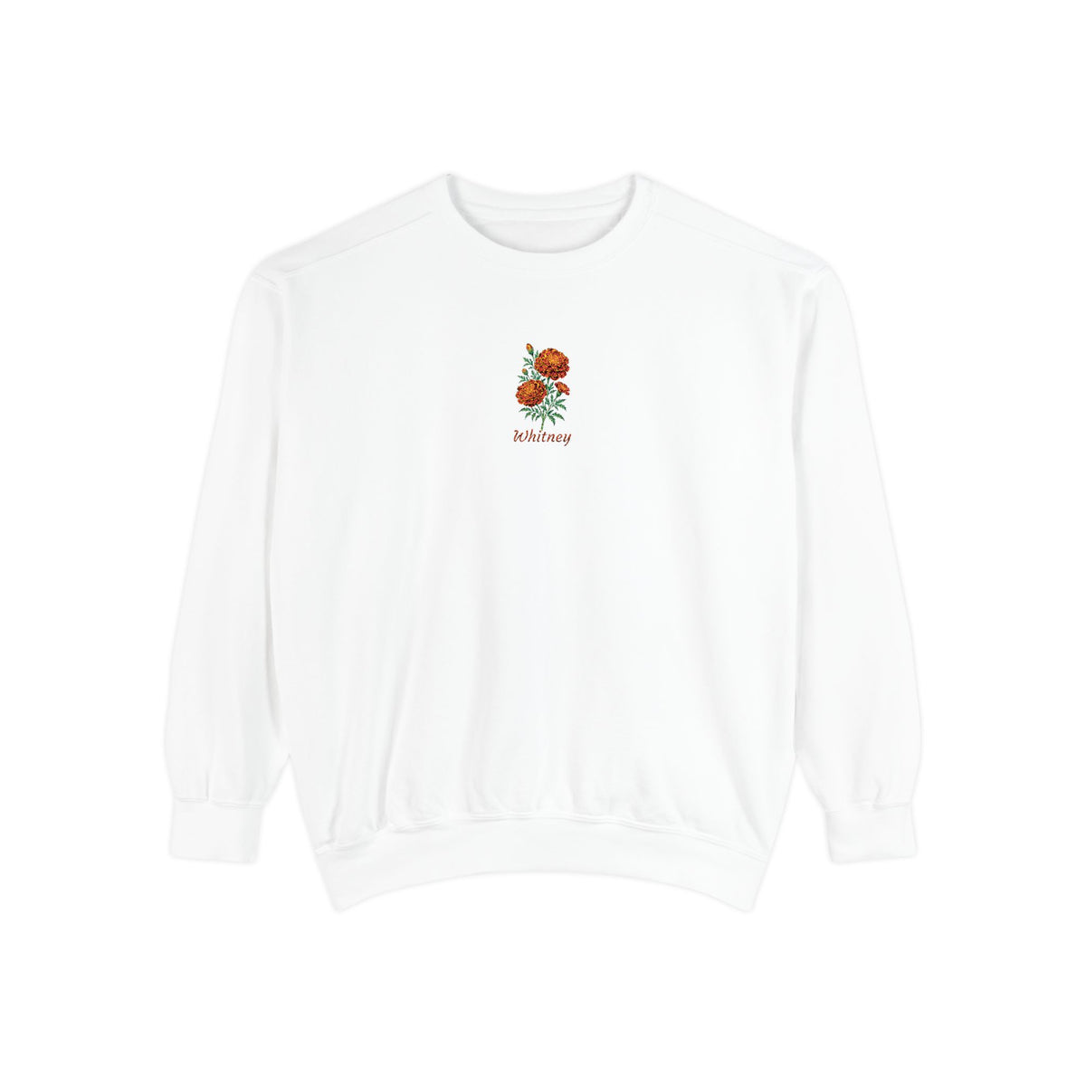 October Birth Flower Sweatshirt – Marigold Embroidery