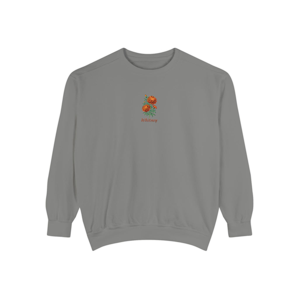 October Birth Flower Sweatshirt – Marigold Embroidery