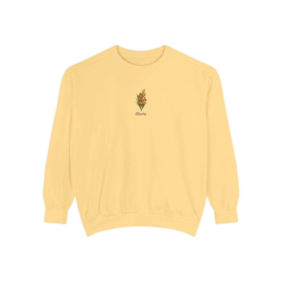 August Birth Flower Sweatshirt – Gladiolus Embroidery