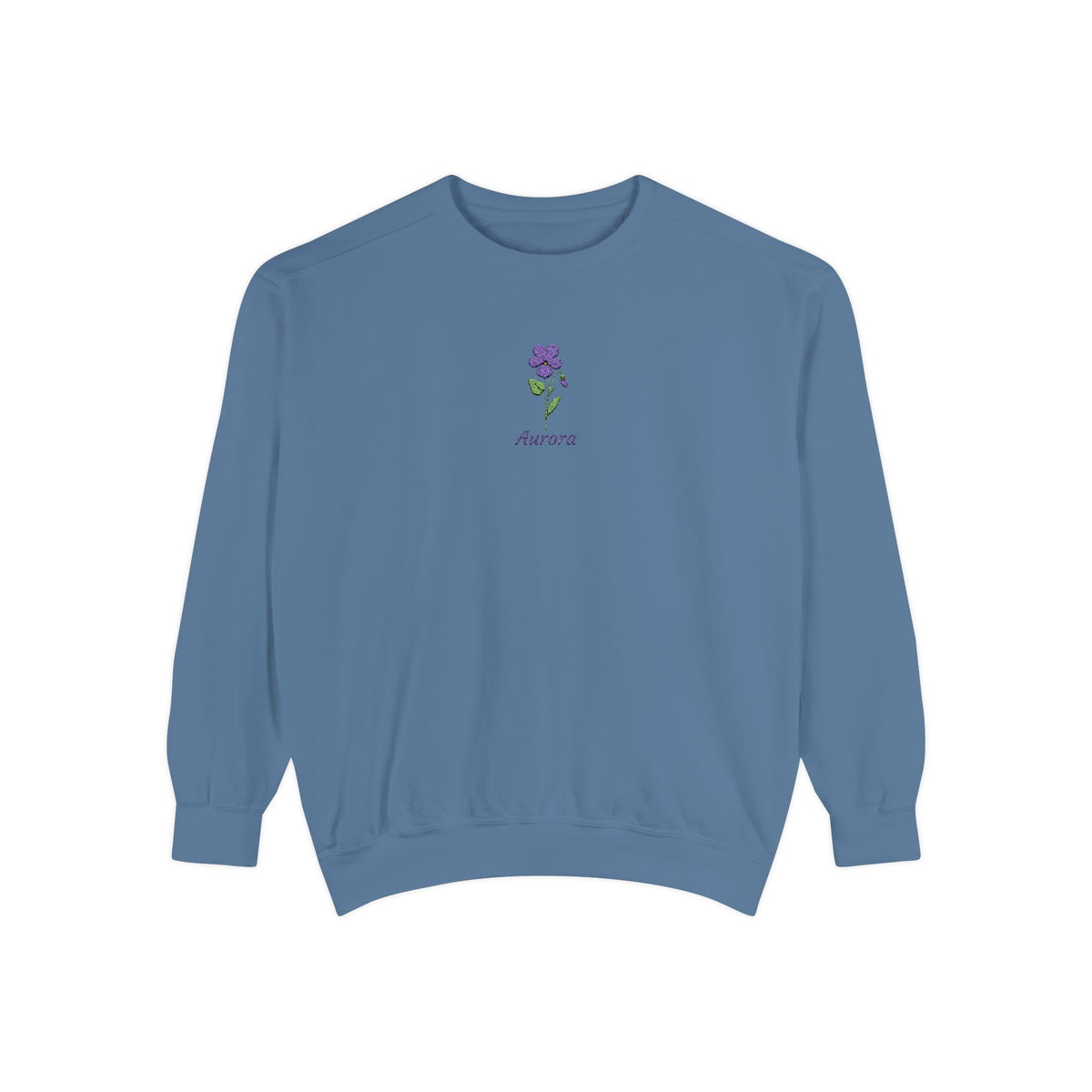February Birth Flower Sweatshirt – Violet Embroidery