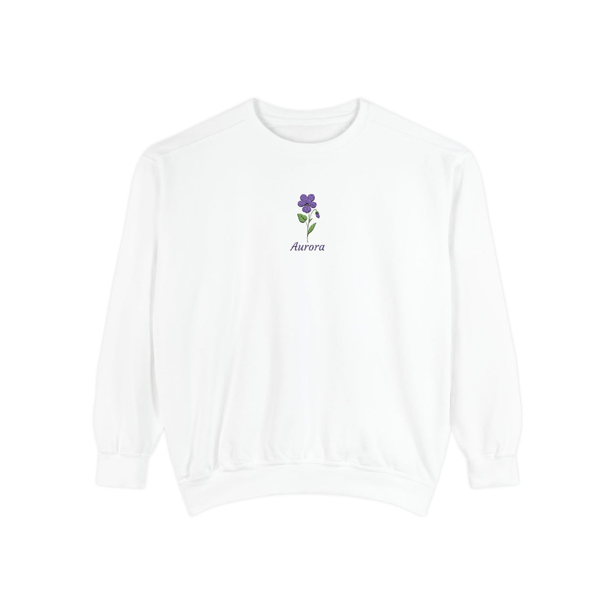 February Birth Flower Sweatshirt – Violet Embroidery