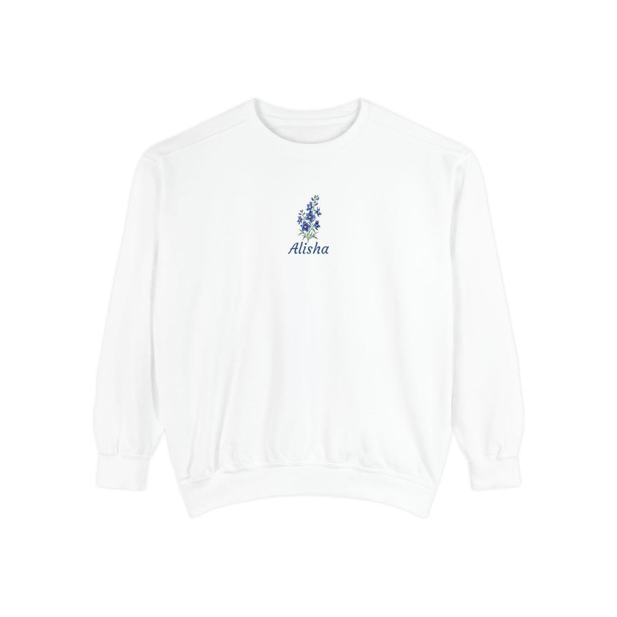July Birth Flower Sweatshirt – Larkspur Embroidery