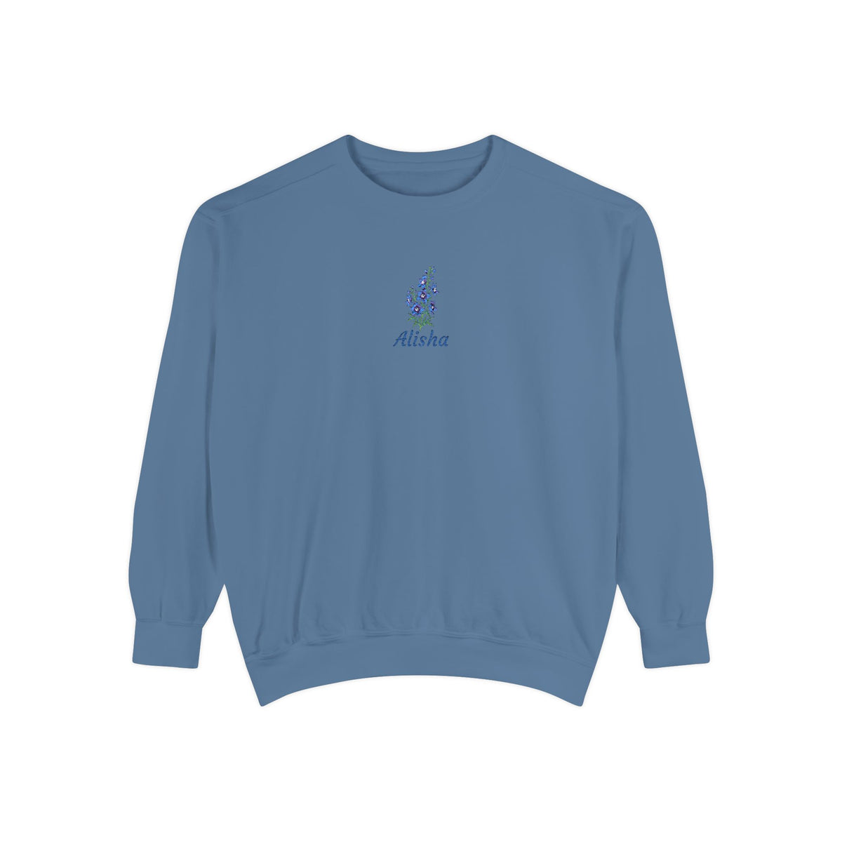 July Birth Flower Sweatshirt – Larkspur Embroidery