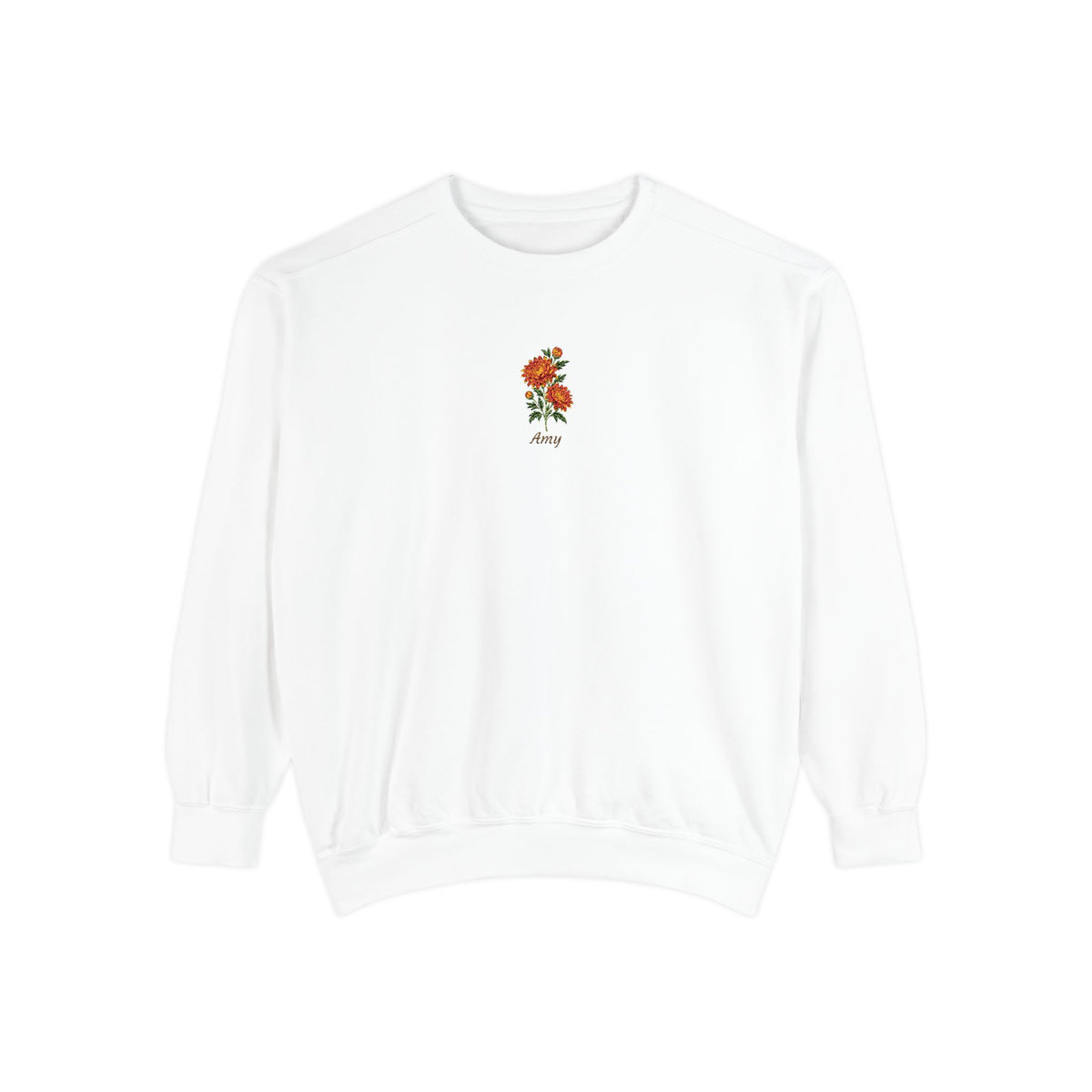 November Birth Flower Sweatshirt – Chrysanthemum Embroidery