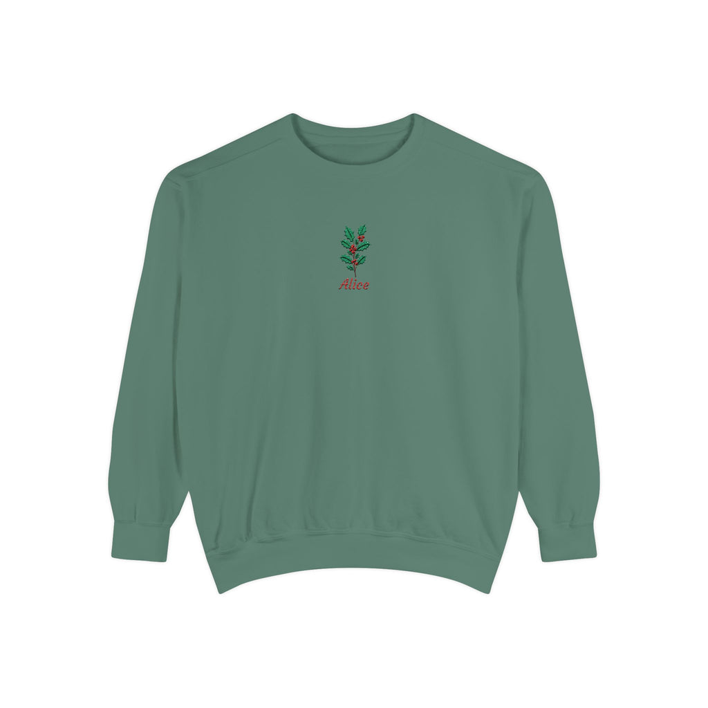 December Birth Flower Sweatshirt – Holly Embroidery