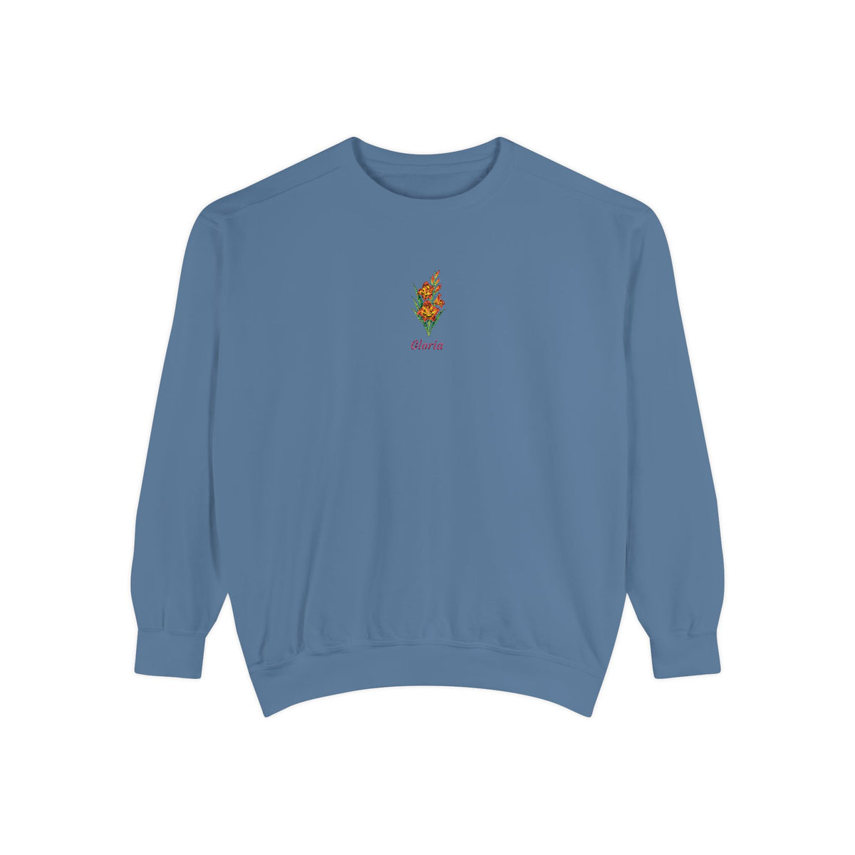 August Birth Flower Sweatshirt – Gladiolus Embroidery