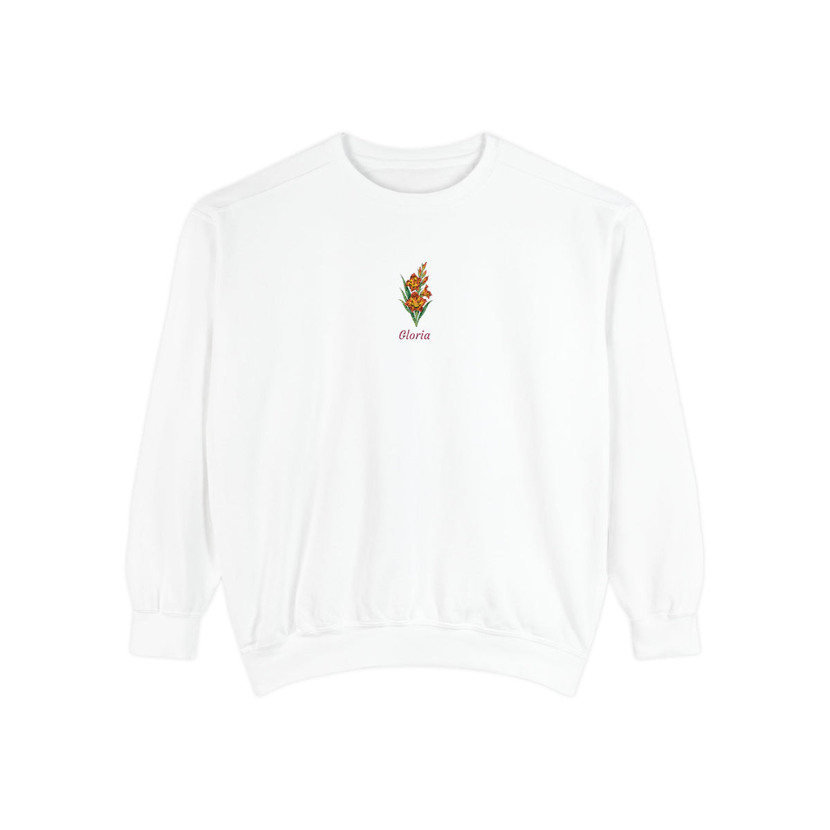 August Birth Flower Sweatshirt – Gladiolus Embroidery