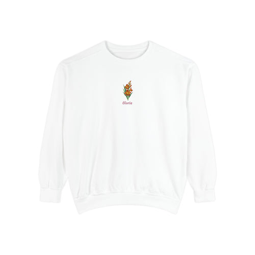 August Birth Flower Sweatshirt – Gladiolus Embroidery