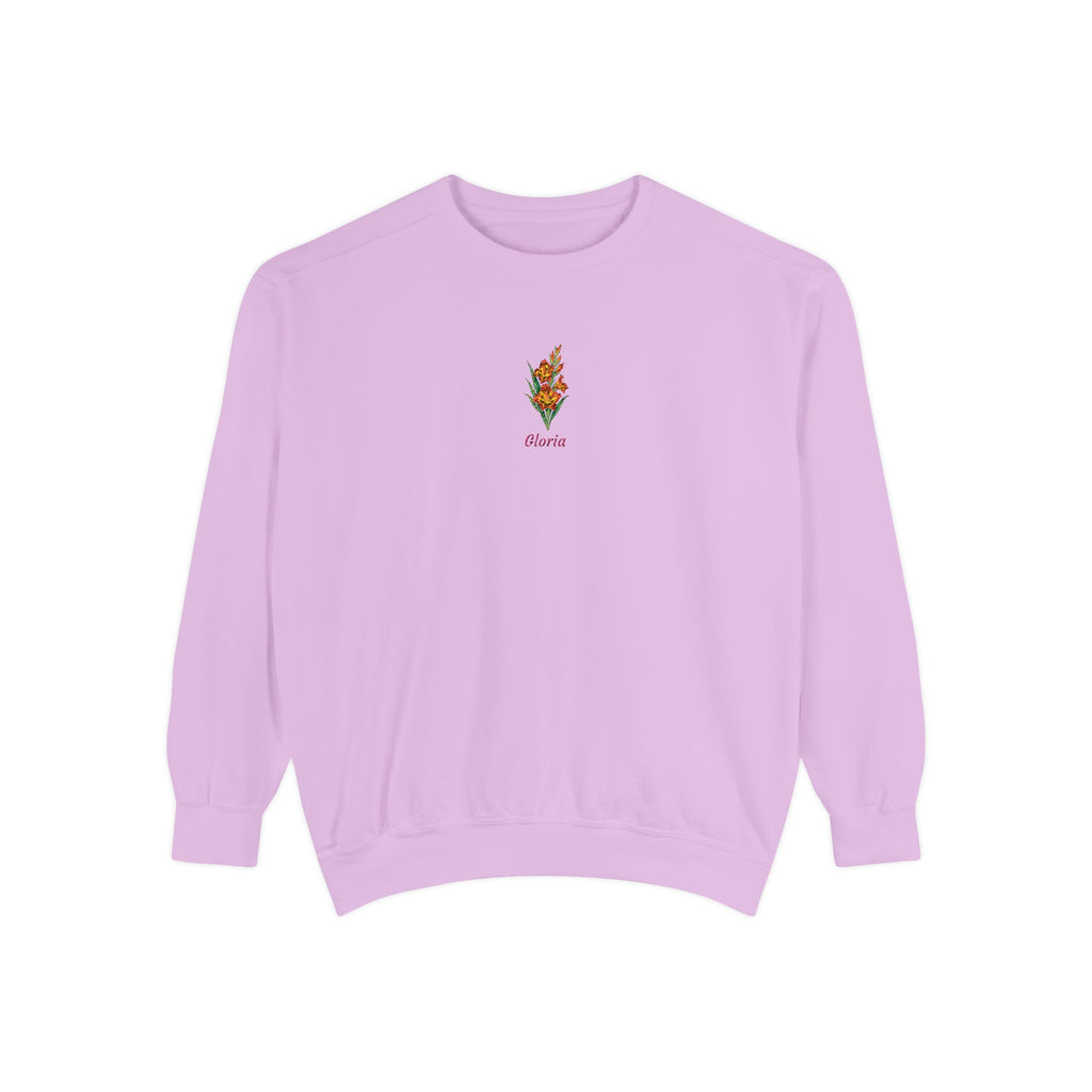 August Birth Flower Sweatshirt – Gladiolus Embroidery
