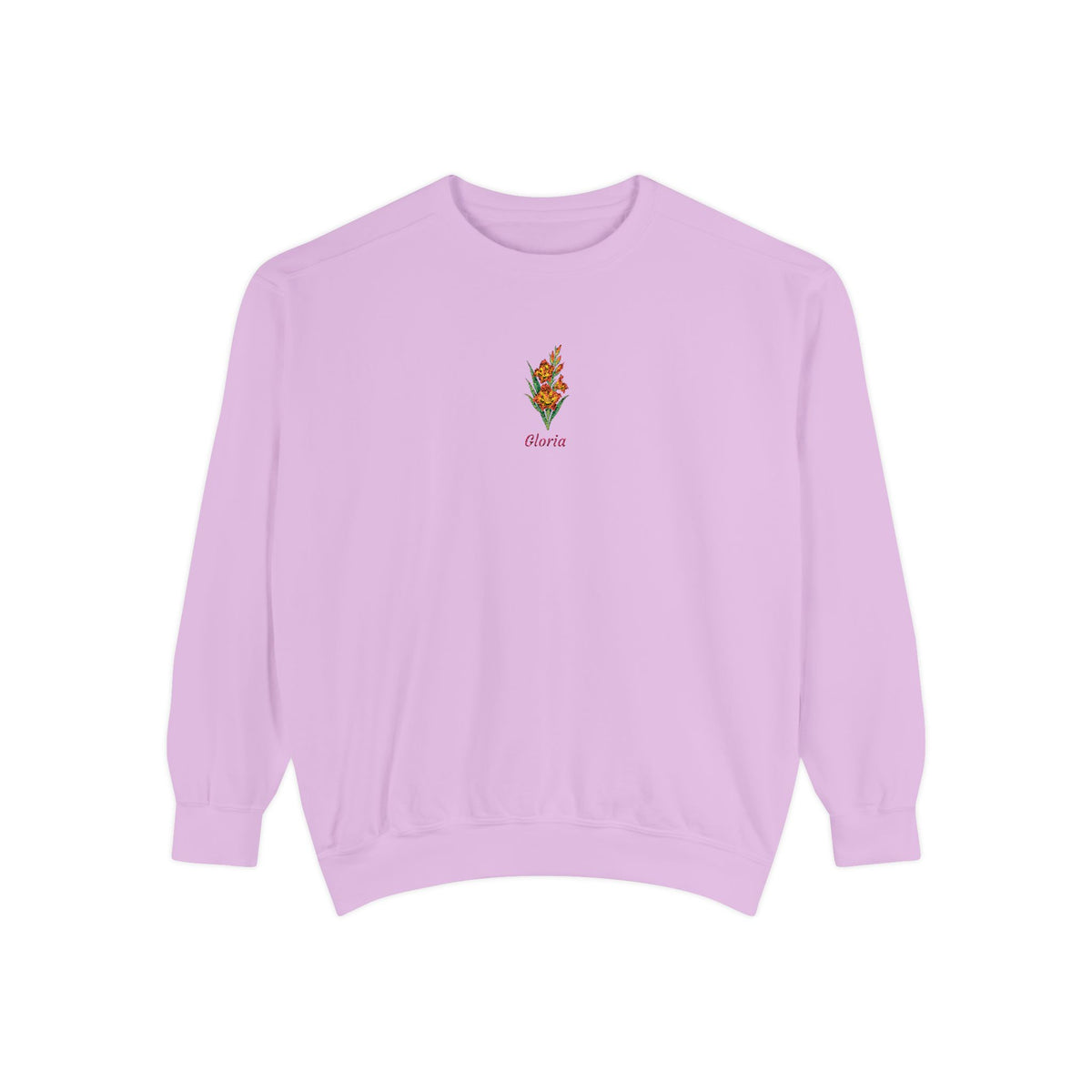 August Birth Flower Sweatshirt – Gladiolus Embroidery