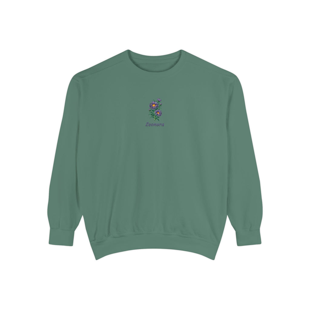 September Birth Flower Sweatshirt – Aster Embroidery