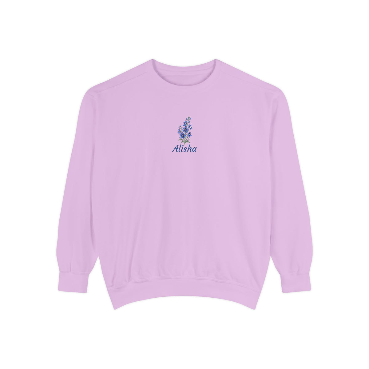 July Birth Flower Sweatshirt – Larkspur Embroidery