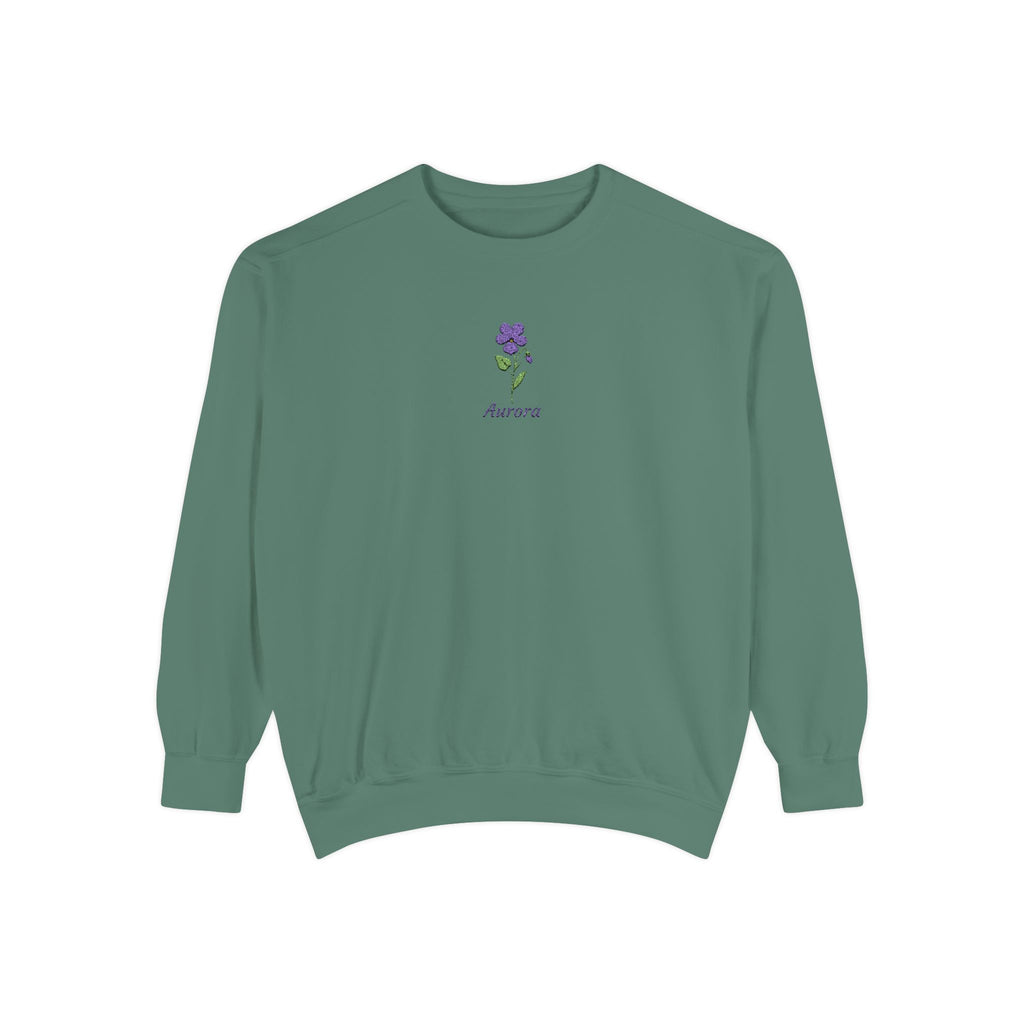 February Birth Flower Sweatshirt – Violet Embroidery